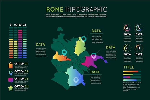 Infografiki mapy gradientu rzymu