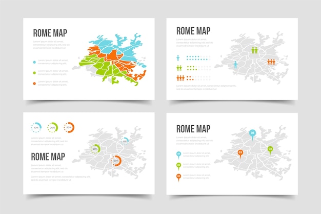 Bezpłatny wektor infografiki mapy izometryczny rzym