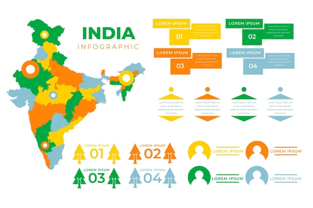 Bezpłatny wektor infografiki mapy płaskie indie