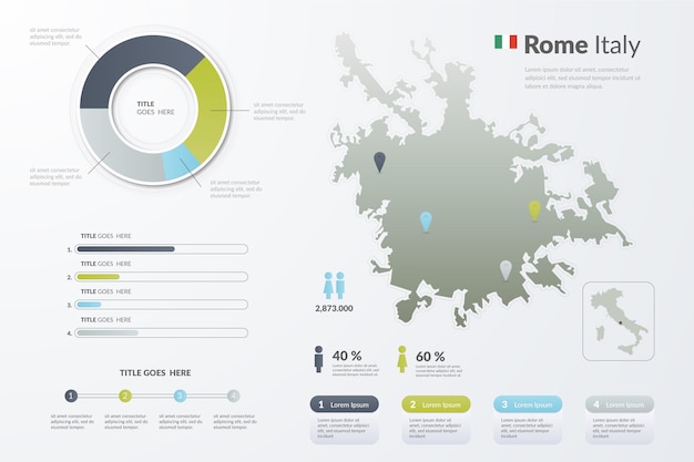 Bezpłatny wektor infografiki mapy rzymskiej gradientu