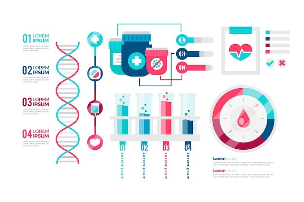 Bezpłatny wektor infografiki medyczne płaski kolorowy projekt