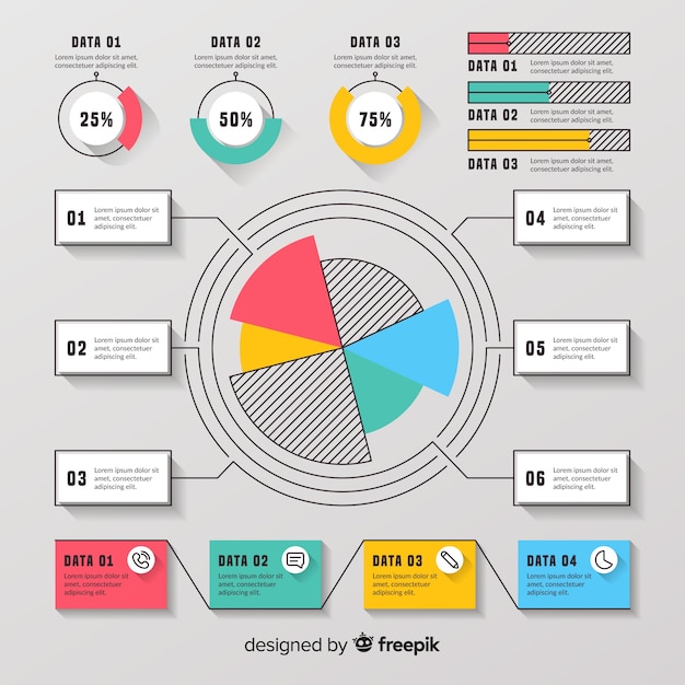 Bezpłatny wektor infographic element kolekcja płaska