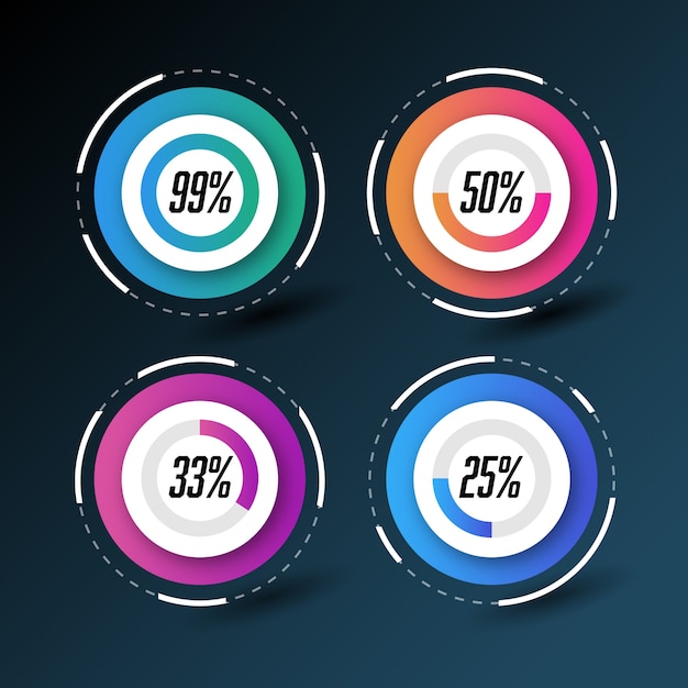 Bezpłatny wektor infographic koła z procentów