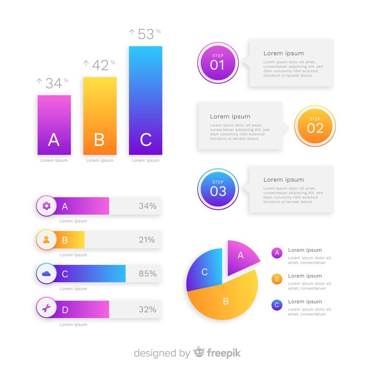 Bezpłatny plik Wektor infographic szablon w gradientu stylu