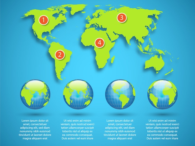 Bezpłatny wektor infographic z mapą świata