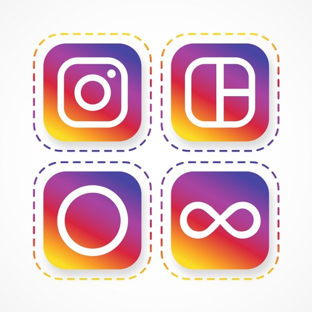 Bezpłatny wektor instagram logo paczka
