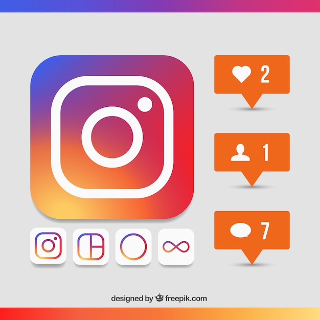 Bezpłatny wektor instagram zestaw ikon