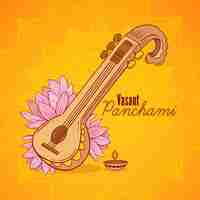 Bezpłatny wektor instrument festiwalu vasant panchami