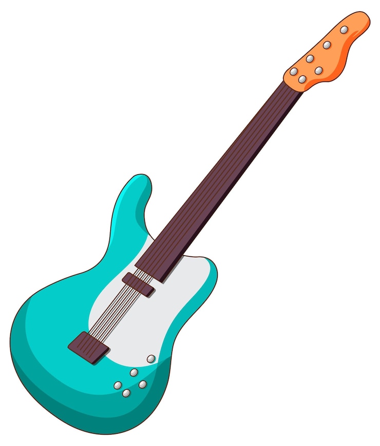 Bezpłatny plik Wektor instrument muzyczny na białym tle niebieski gitara basowa