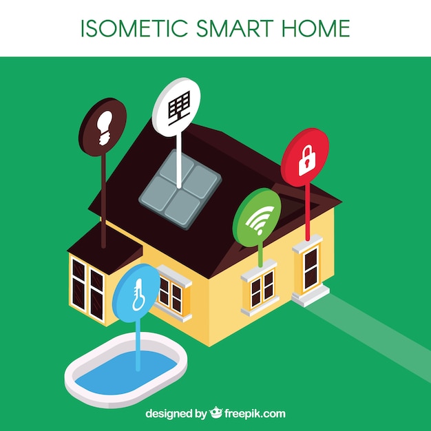 Bezpłatny wektor inteligentne tło domu w stylu izometrycznym