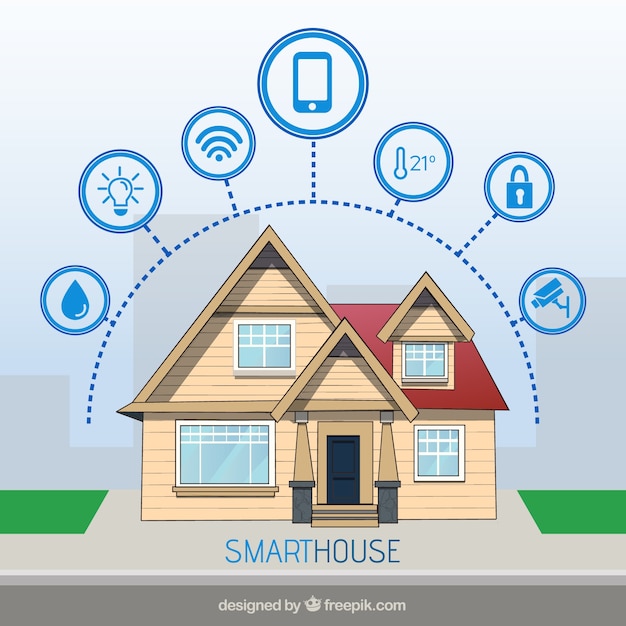 Bezpłatny wektor inteligentne tło domu z ikonami