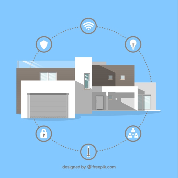 Bezpłatny wektor inteligentne tło domu z urządzeniem