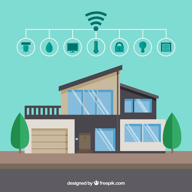 Inteligentne Tło Domu Z Urządzeniem