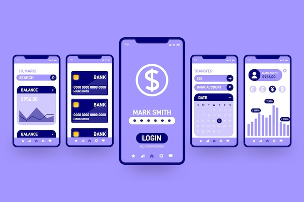 Bezpłatny wektor interfejs aplikacji bankowej