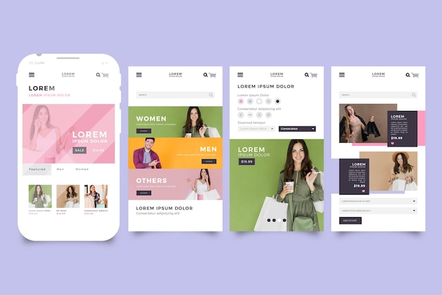 Interfejs aplikacji do zakupów mody