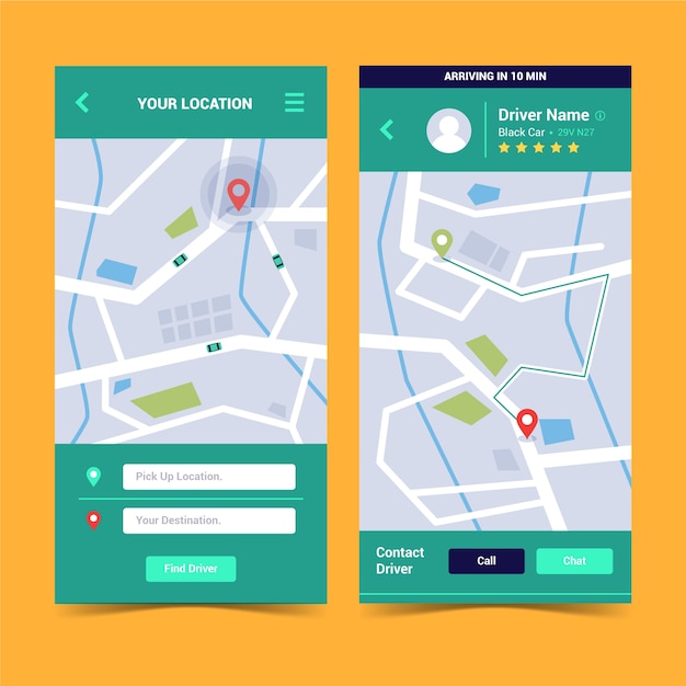 Interfejs aplikacji Taxi