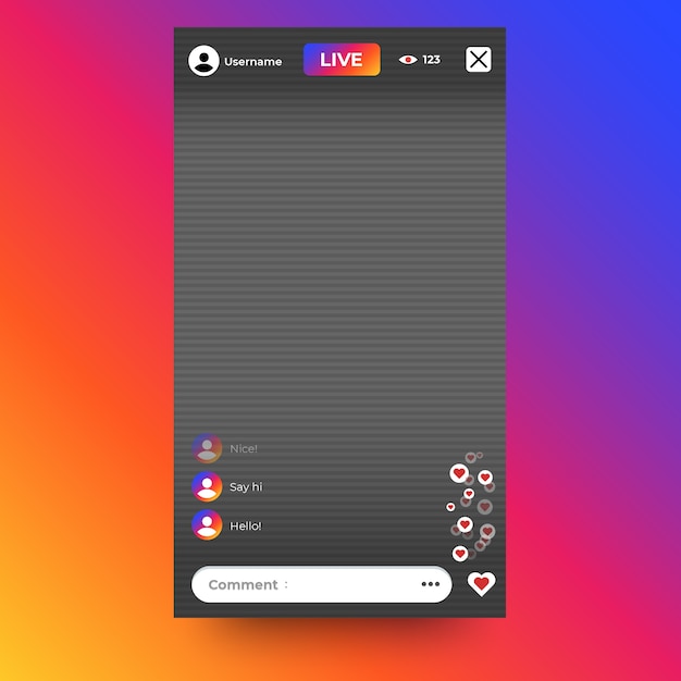 Bezpłatny wektor interfejs instagram na żywo