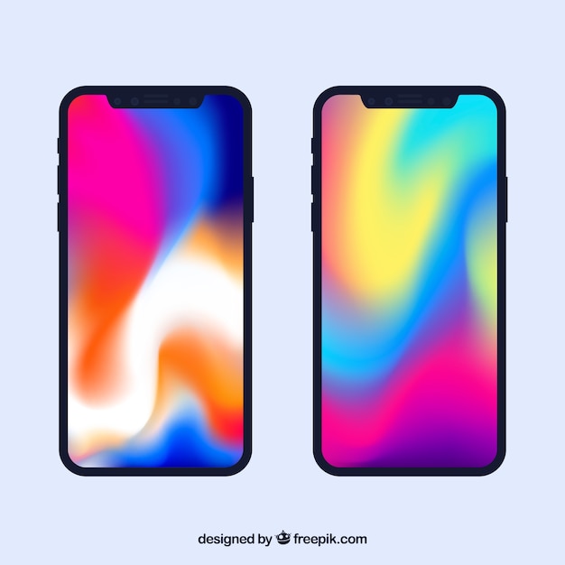 Bezpłatny wektor iphone x z gradientową tapetą