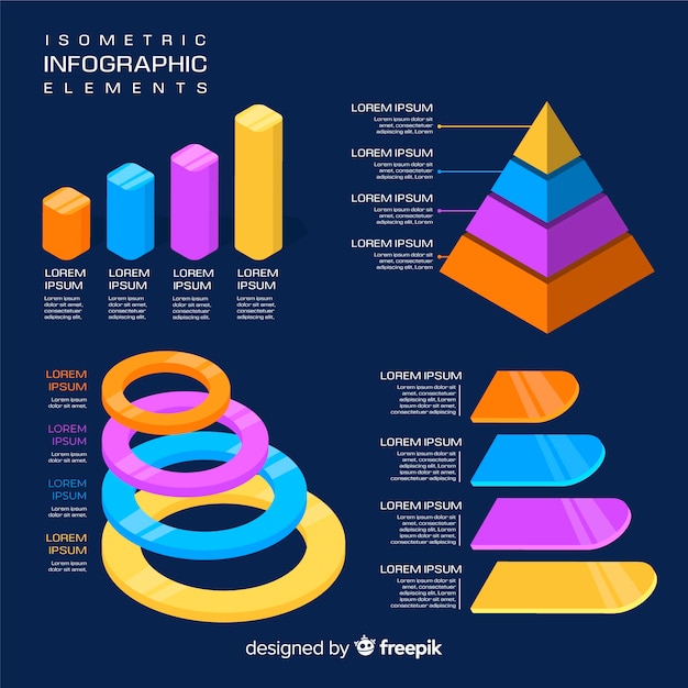 Bezpłatny wektor isometric infographic elements template