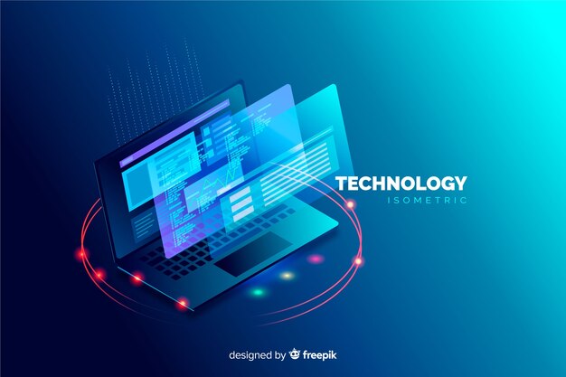 Isometric laptopu tła szablon