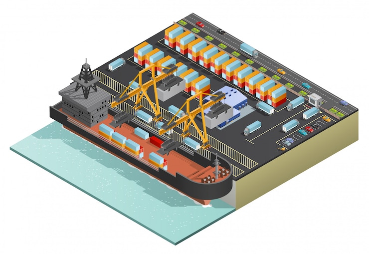 Bezpłatny plik Wektor isometric marine cargo transportation