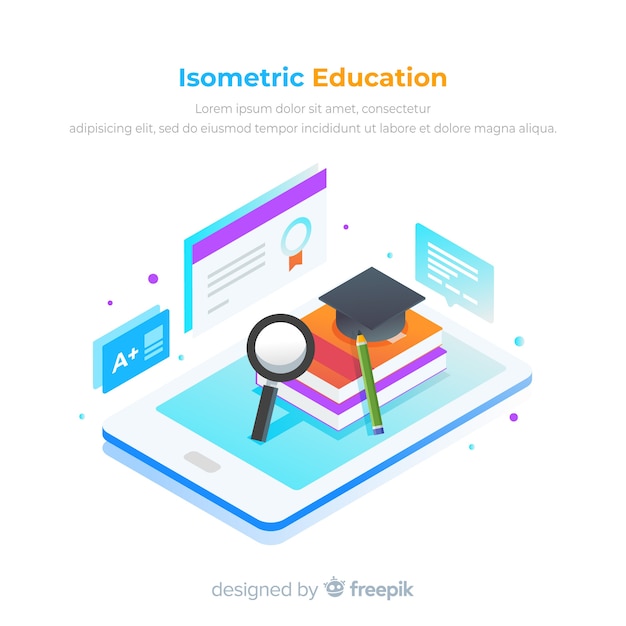 Isometric Widok Kolorowy Edukaci Pojęcie