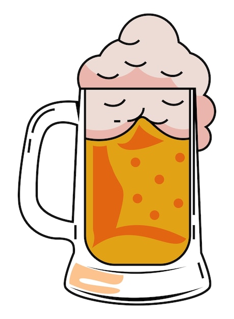 Bezpłatny wektor izolowana ikona szklanki piwa i pianki