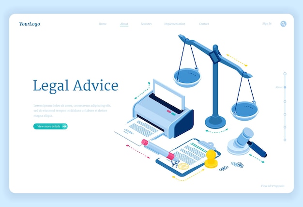 Izometryczna Strona Docelowa Porad Prawnych