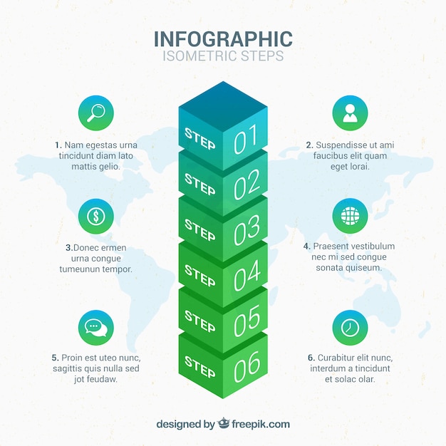 Izometryczne Infographic Kroki