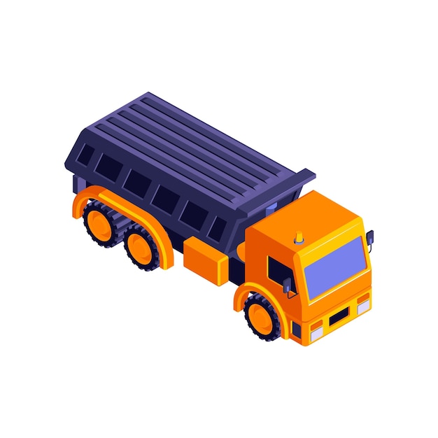 Izometryczny skład rolek do budowy dróg z izolowanym obrazem ilustracji wektorowych ciężarówki