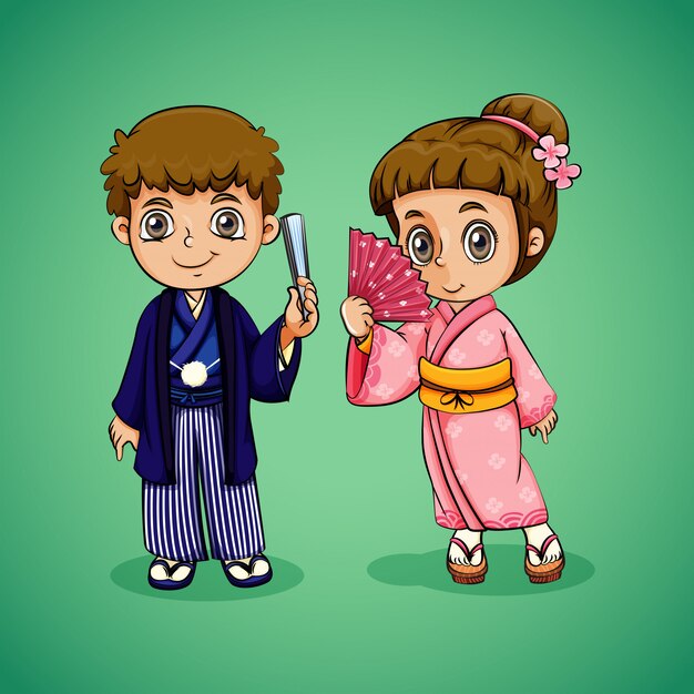 Japoński chłopiec i dziewczynka