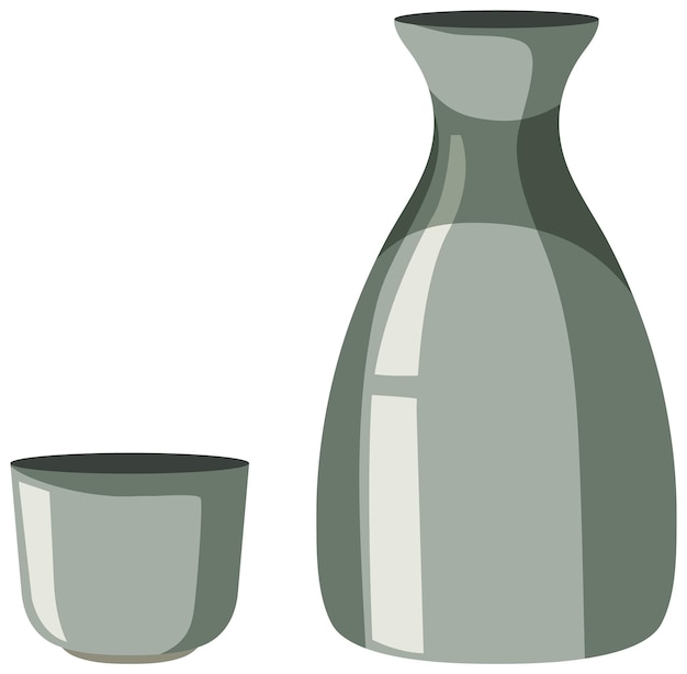 Bezpłatny wektor japoński sake butelkę i kubek wektor