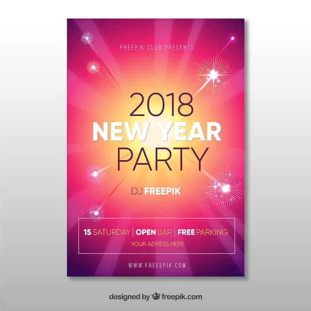 Jasny różowy plakat na imprezę nowego roku