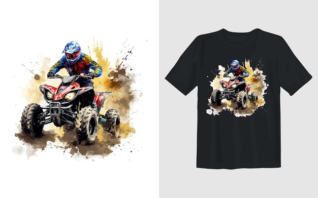 Bezpłatny wektor jazda ekstremalna ilustracja wektora kreskówki atv jazda ekstremalna atv t shirt design