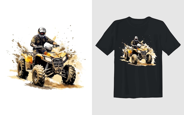 Bezpłatny wektor jazda ekstremalna ilustracja wektora kreskówki atv jazda ekstremalna atv t shirt design