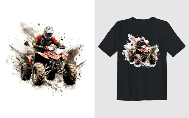 Bezpłatny wektor jazda ekstremalna ilustracja wektora kreskówki atv jazda ekstremalna atv t shirt design