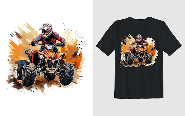 Bezpłatny wektor jazda ekstremalna ilustracja wektora kreskówki atv jazda ekstremalna atv t shirt design