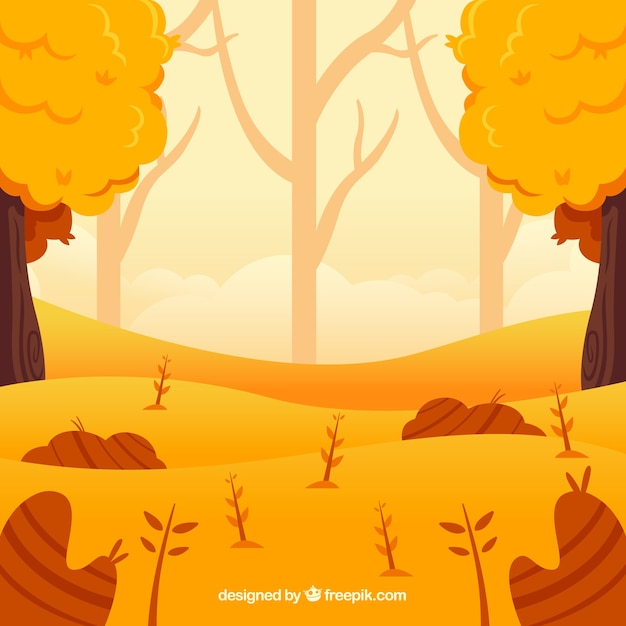 Jesieni tło z drzewami i krajobrazem