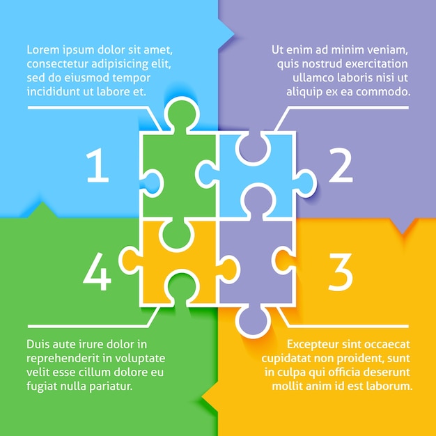 Jigsaw puzzle infographic tle z wyborem opcji etykiet ilustracji wektorowych