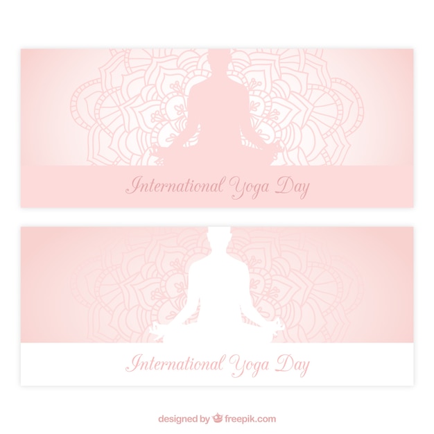 Bezpłatny wektor joga banery un miękki różowy kolor