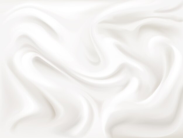 Jogurt, śmietana lub jedwabiu tekstury ilustracja 3D płynnej białej farby falisty przepływ wzór