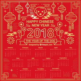 Kalendarz czerwony i złoty chiński nowy rok