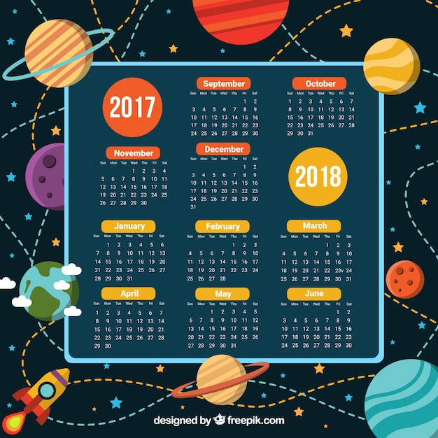 Bezpłatny wektor kalendarz szkoły i przestrzeń