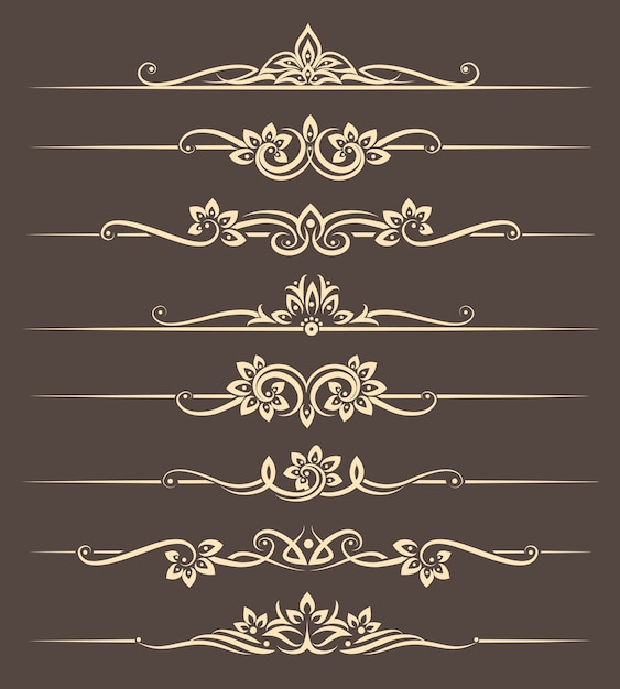 Kaligraficzne Elementy Projektu, Przekładki Strony Z Tajskim Ornamentem. Strona Ozdobna Dzielnik, Ilustracja Wektorowa Kwiecisty