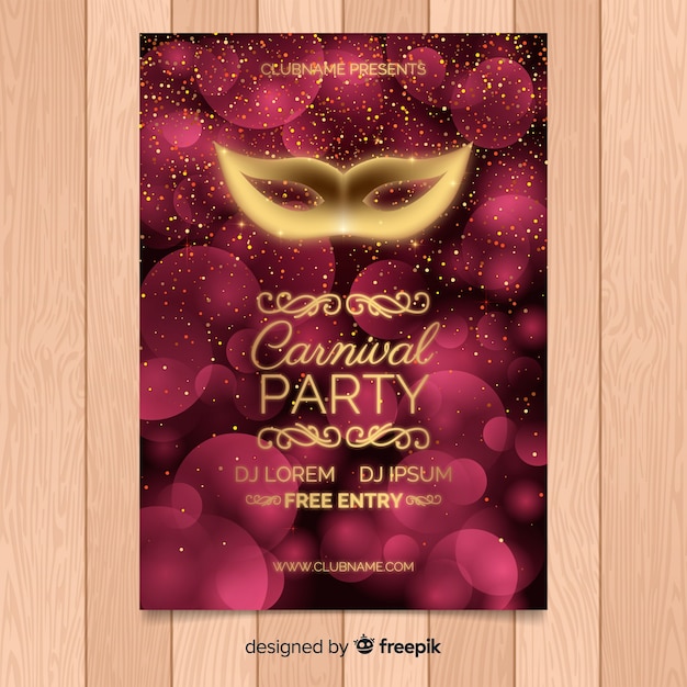 Bezpłatny wektor karnawałowe party poster tempalte