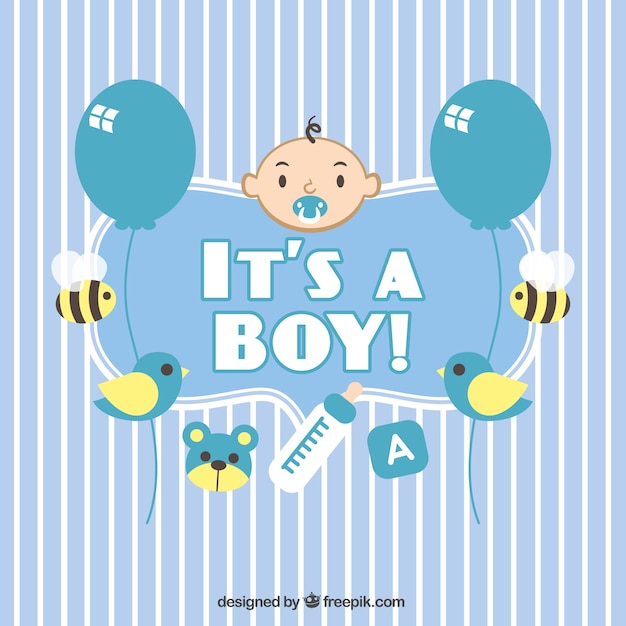 Bezpłatny wektor karta baby shower dla chłopca