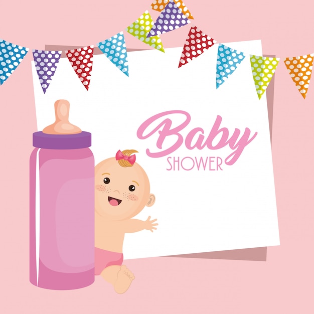 Karta Baby Shower Z Małą Dziewczynką