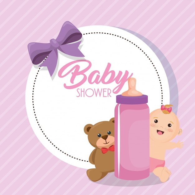 Karta Baby Shower Z Małą Dziewczynką