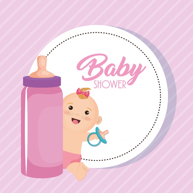 Karta Baby Shower Z Małą Dziewczynką
