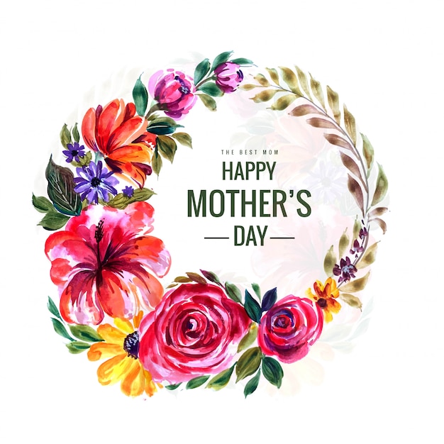 Karta Dzień Matki Happy Z Okrągłe Ramki Kwiatów